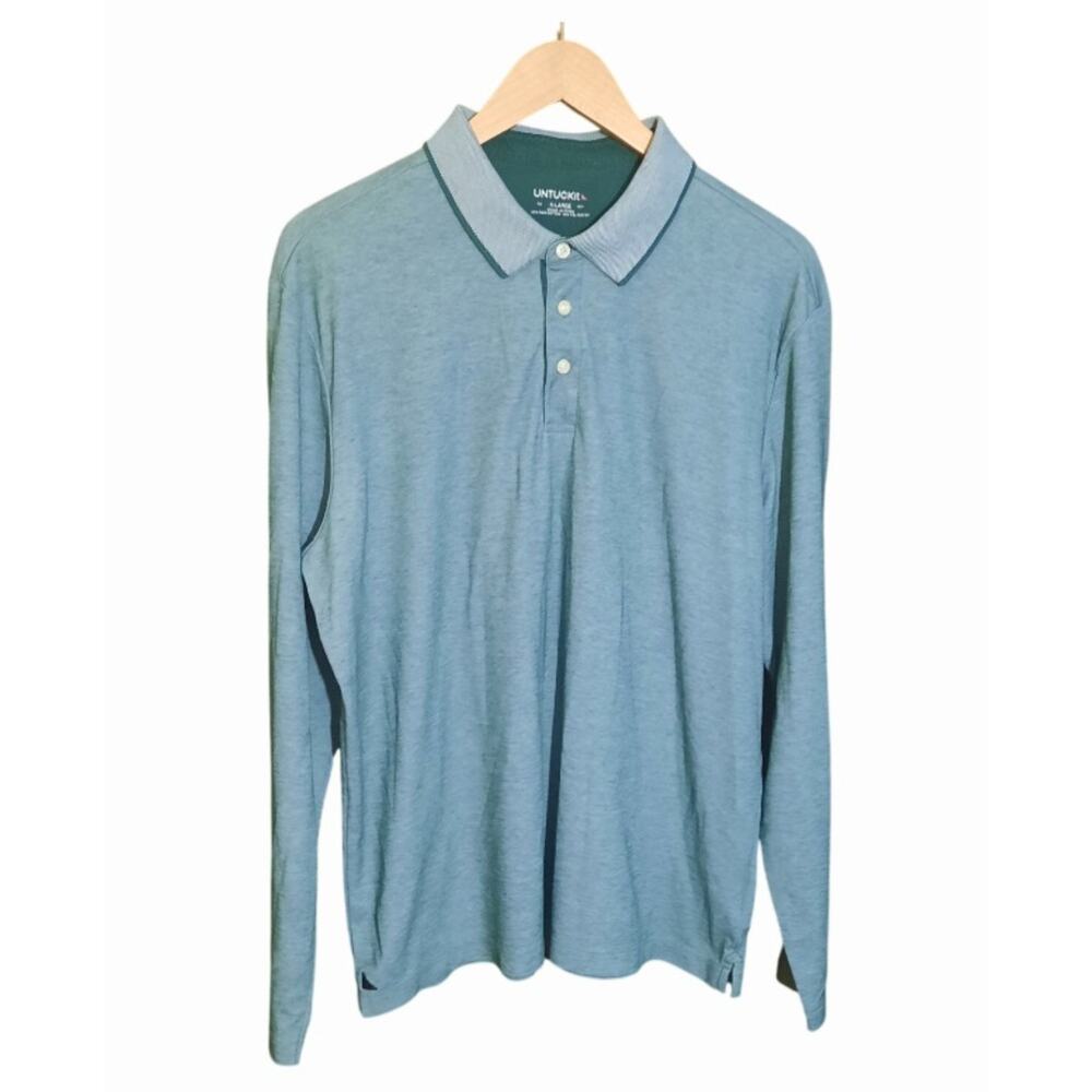 UNTUCKit Beaux Mens Contrast Collar 3 Button Placket Green Polo Shirt Size XL